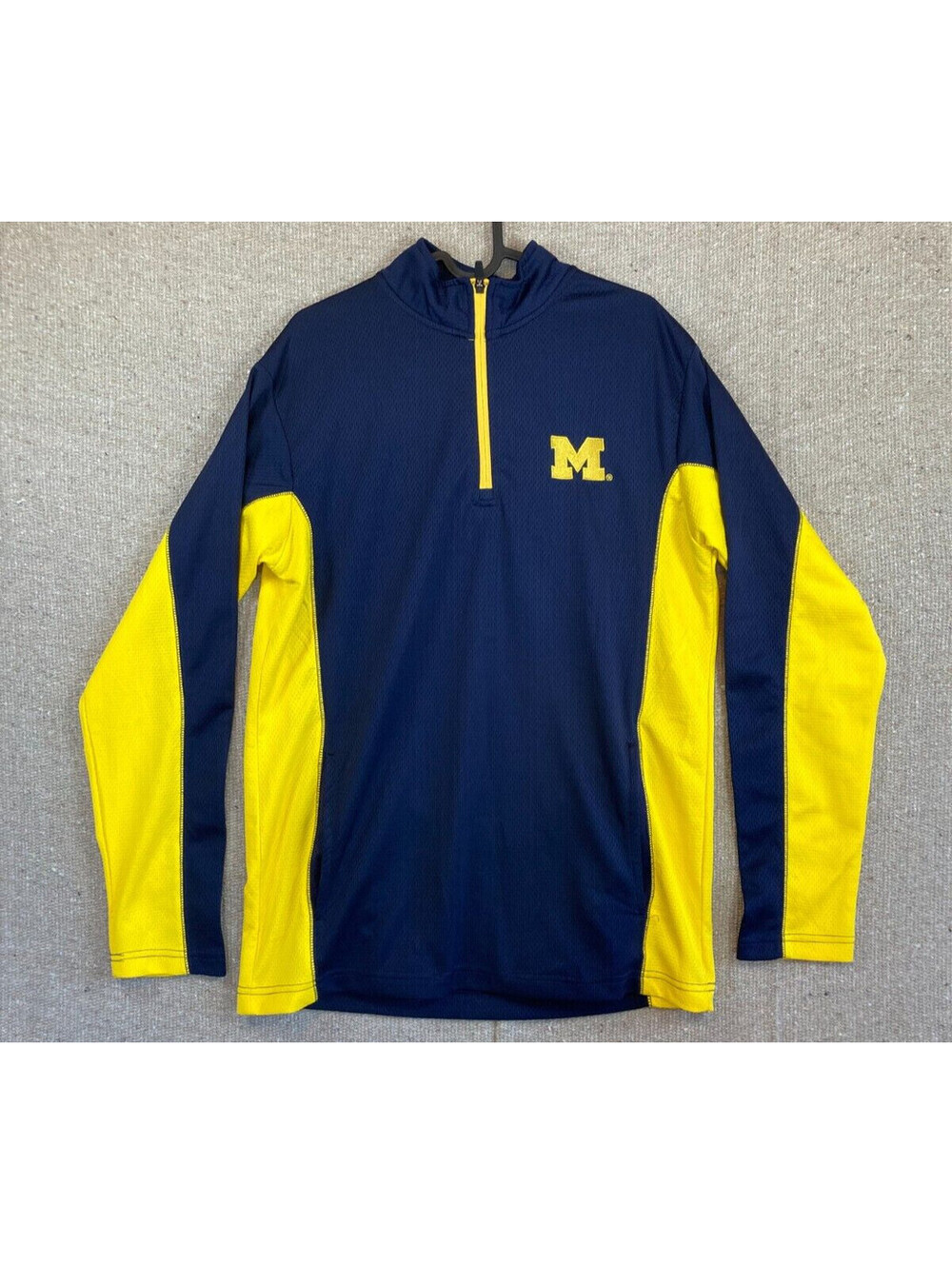 Mens Sz Medium Champion Elite Michigan Wolverines 1/4 Zip Long Sleeve Pullover